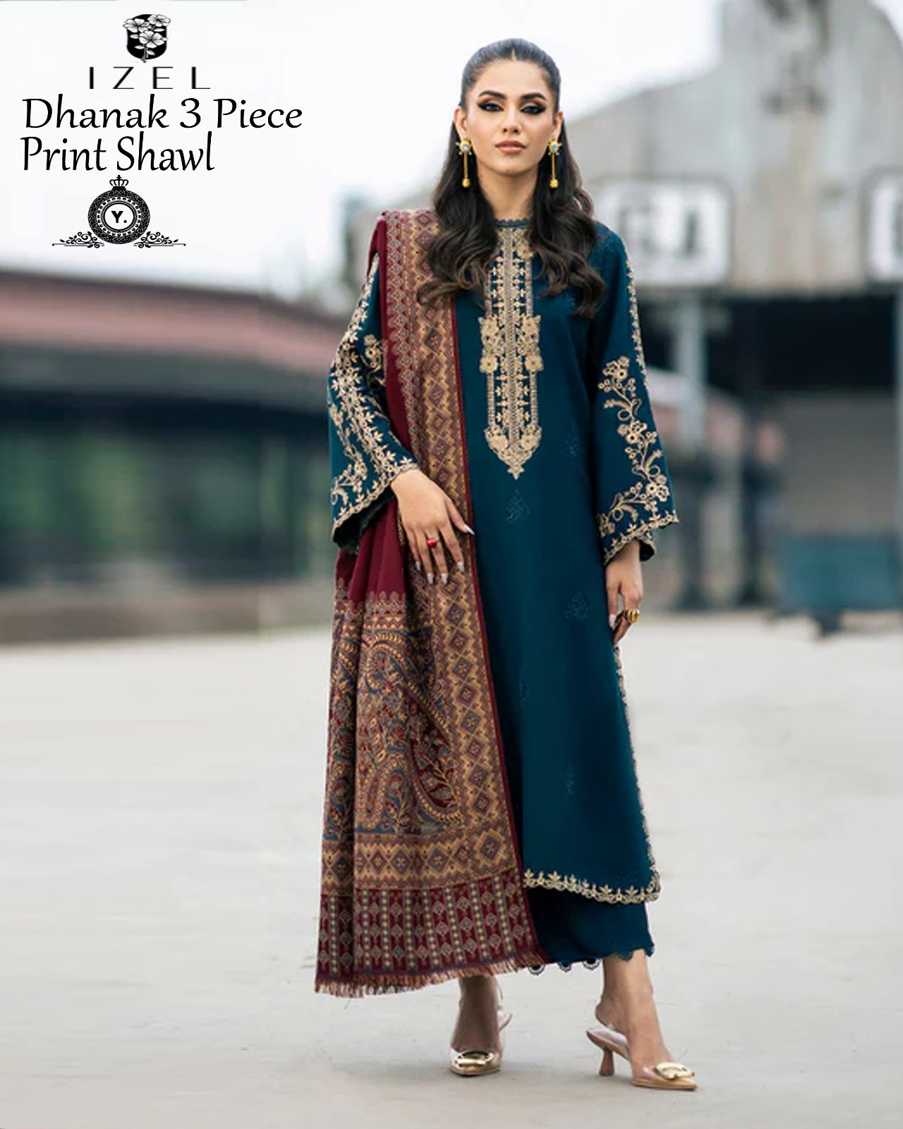 Dhanak embroidered luxury unstitched 3pc suit
